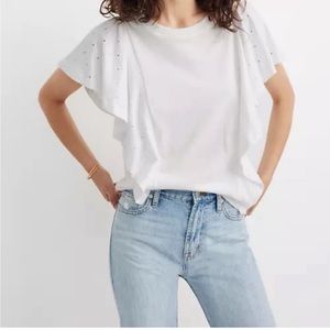 Madewell Texture‎ & Thread Holepunch Flutter Sleeve Top Small